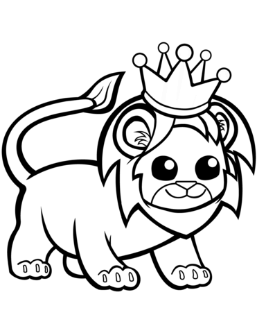 Funny Lion In A Crown Coloring Page